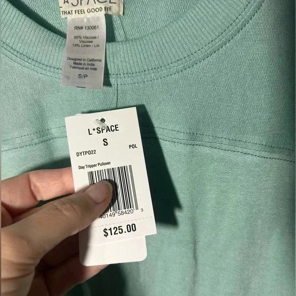 L*Space Day Tripper Pullover Pool NWT cropped lightweight sweatshirt. Size Small - Picture 3 of 11